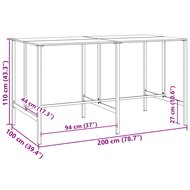 Bartafel 200x100x110 cm gepoedercoat staal zwart 7