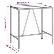 Bartafel met glazen blad 110x70x110 cm poly rattan bruin 6