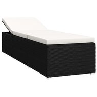 3-delige Ligbeddenset met theetafel poly rattan zwart 4