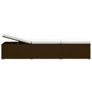 3-delige Ligbeddenset met theetafel poly rattan bruin 3