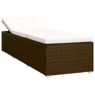 3-delige Ligbeddenset met theetafel poly rattan bruin 4