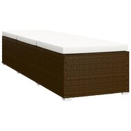 3-delige Ligbeddenset met theetafel poly rattan bruin 5