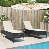 3-delige Ligbeddenset met kussens poly rattan zwart 1