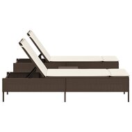 3-delige Ligbeddenset met kussens poly rattan bruin 5