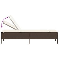 3-delige Ligbeddenset met kussens poly rattan bruin 9