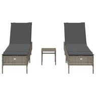 3-delige Ligbeddenset met kussens poly rattan grijs 4