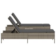 3-delige Ligbeddenset met kussens poly rattan grijs 5