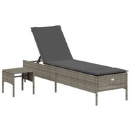 3-delige Ligbeddenset met kussens poly rattan grijs 7