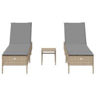 3-delige Ligbeddenset met kussens poly rattan beige 4