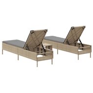 3-delige Ligbeddenset met kussens poly rattan beige 6