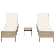 3-delige Ligbeddenset met kussens poly rattan beige 4