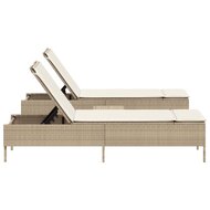 3-delige Ligbeddenset met kussens poly rattan beige 5