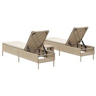 3-delige Ligbeddenset met kussens poly rattan beige 6