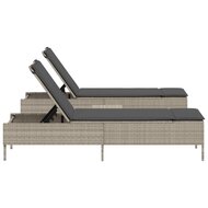 3-delige Ligbeddenset met kussens poly rattan lichtgrijs 5