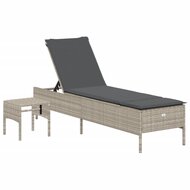 3-delige Ligbeddenset met kussens poly rattan lichtgrijs 7