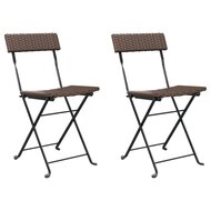 Bistrostoelen 2 st inklapbaar poly rattan en staal bruin 2