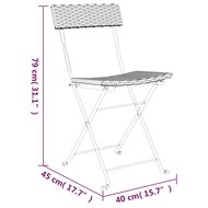 Bistrostoelen 2 st inklapbaar poly rattan en staal grijs 9