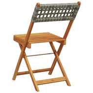 Bistrostoelen 2 st massief acaciahout en poly rattan grijs 7