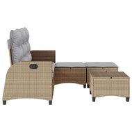 3-delige Tuinbankstel met kussens L-vormig beige poly rattan 5