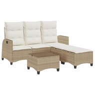 3-delige Tuinbankstel met kussens L-vormig beige poly rattan 2