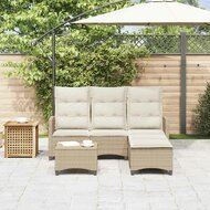 3-delige Tuinbankstel met kussens L-vormig beige poly rattan 3