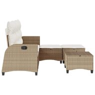 3-delige Tuinbankstel met kussens L-vormig beige poly rattan 5