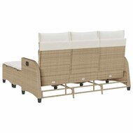 3-delige Tuinbankstel met kussens L-vormig beige poly rattan 6