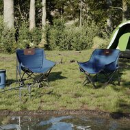 Campingstoelen 2 st met vakje inklapbaar blauw 3