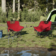 Campingstoelen 2 st met vakje inklapbaar rood 3